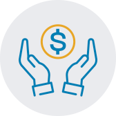 icon showing 2 hands and dollar sign